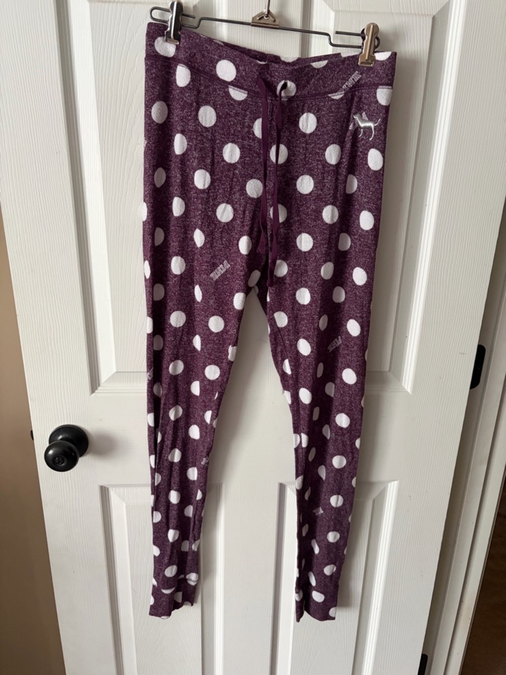 VS Pink Purple / White Polka Dot Jogger Pajama Bottoms Size Small Women’s